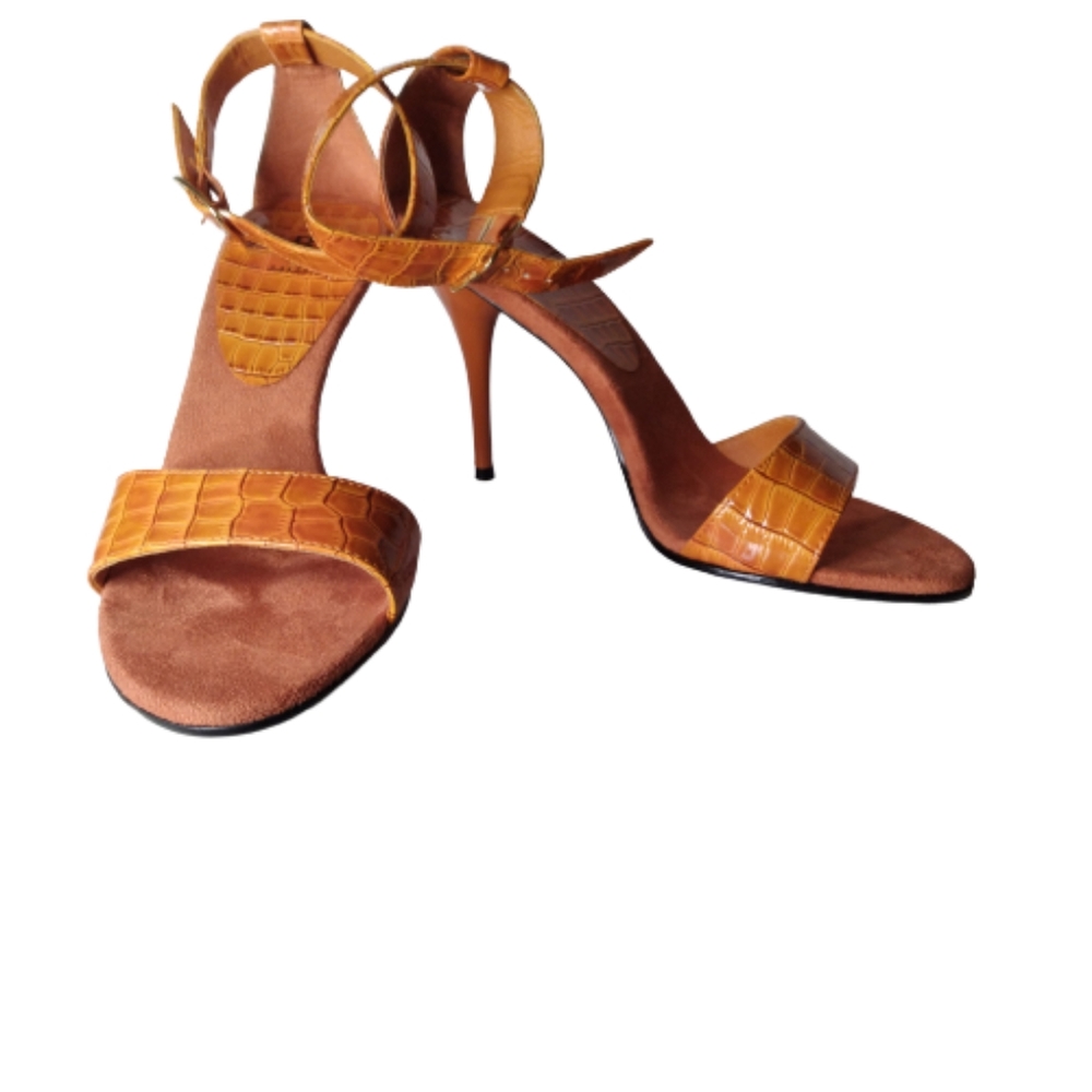 Bakers Orange Animal Print High Heel Vintage Kitten Heel